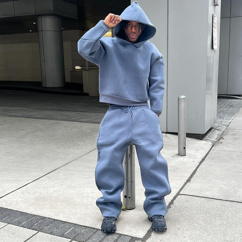 Winter Clothing Website - Мужской комплект с капюшоном, однотонный простой